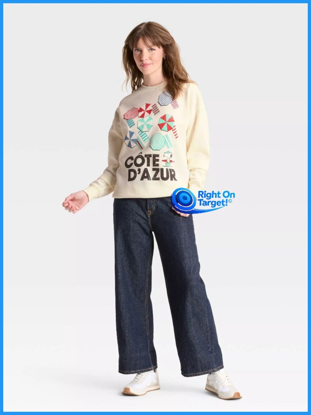 NWT XL - Womens Peanuts Snoopy French Riviera Graphic Sweatshirt - Off-White - Picture 4 of 8